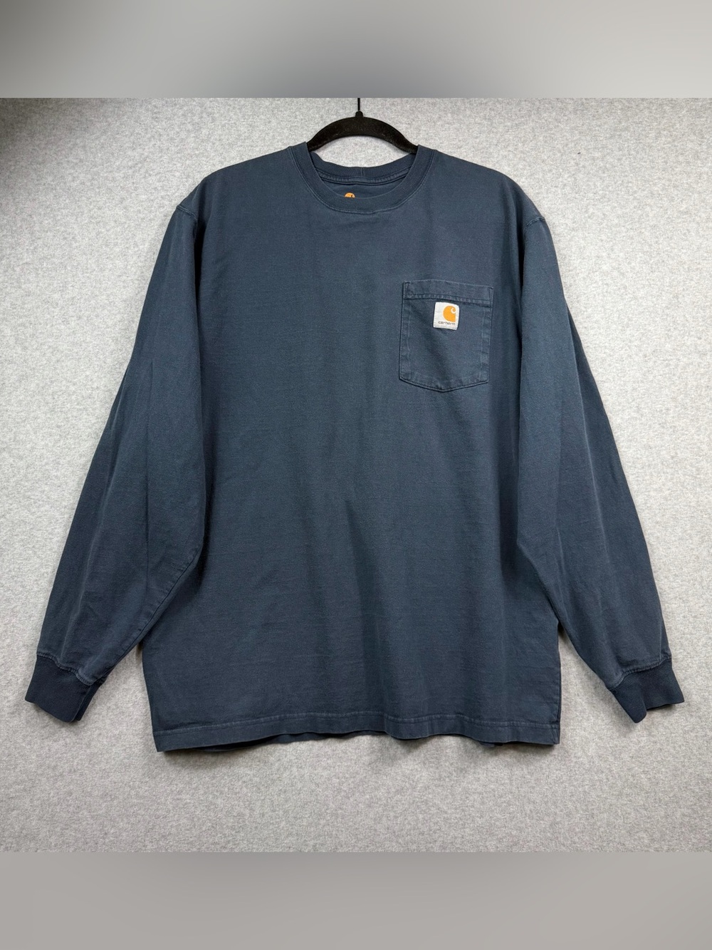 Carhartt K126 Heavyweight Workwear Navy Long Sleeve Shirt Men’s Sz Large